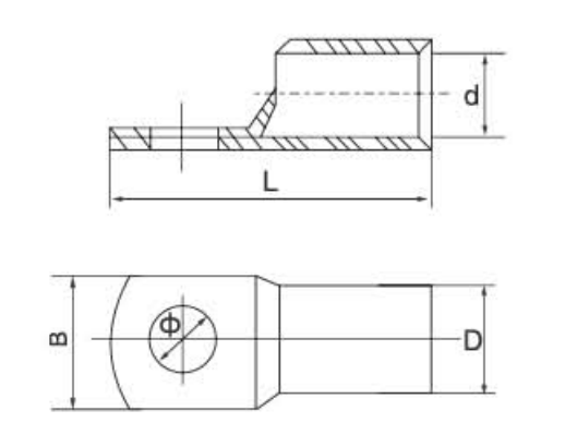 SC(JGK) Peephole Copper Cable Lugs dimension drawing