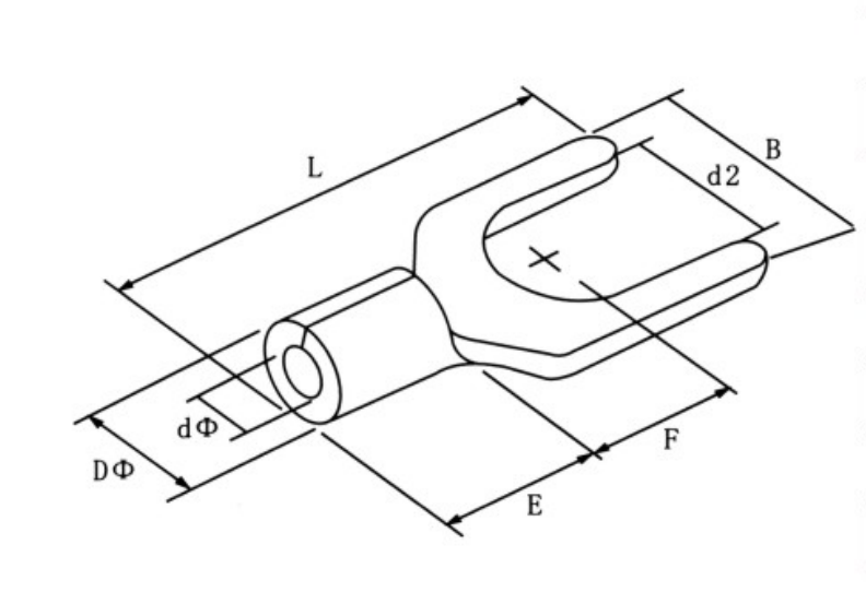 SNB Non-Insulated Fork Terminals (TU Type) dimension drawing