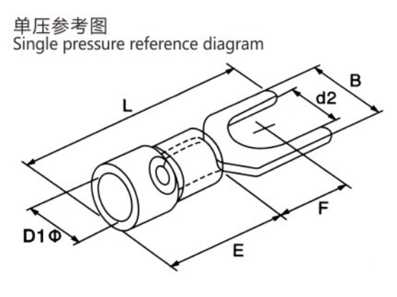 SNY / SNYD Nylon Fork Terminals dimension drawing