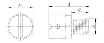 Standard Slotted Stainless Steel Vent Plug dimension drawing