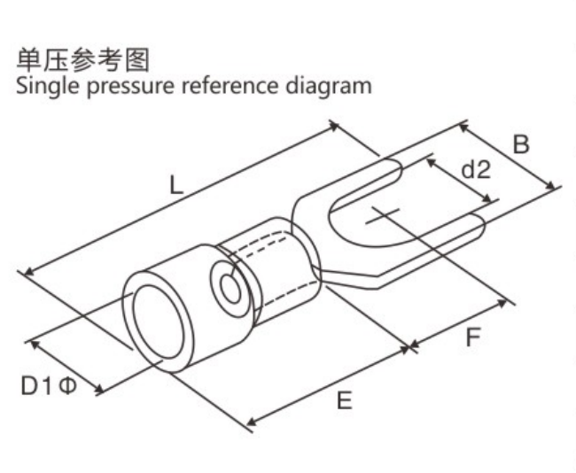 SV Series Pre-insulating Fork Terminal (TU-JTK Type) dimension drawing