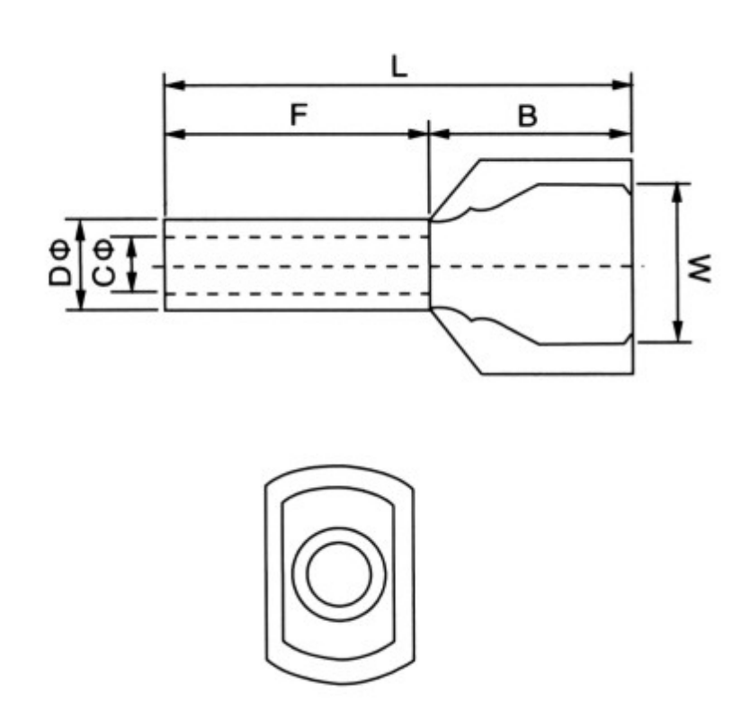 TE Twin Cord End Connectors dimension drawing