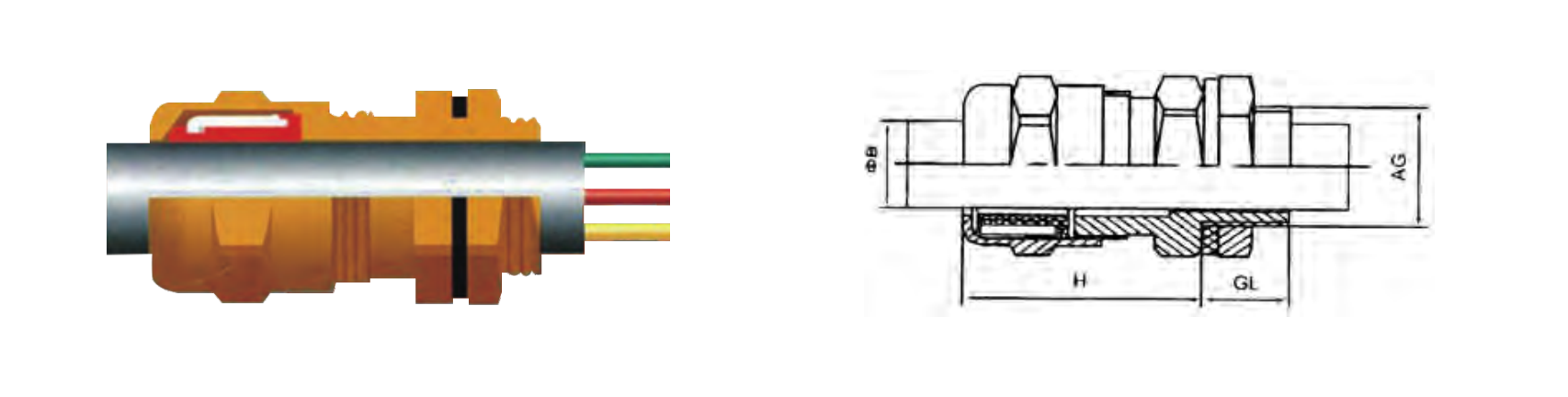 VO-1 Single Seal Explosion-Proof Cable Gland dimension drawing