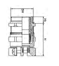 VO-DL Double-Locked Brass Cable Glands dimension drawing
