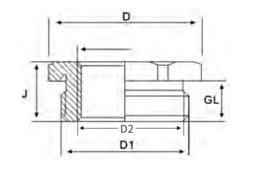 VO-RE Cable Gland Thread Reducers dimension drawing