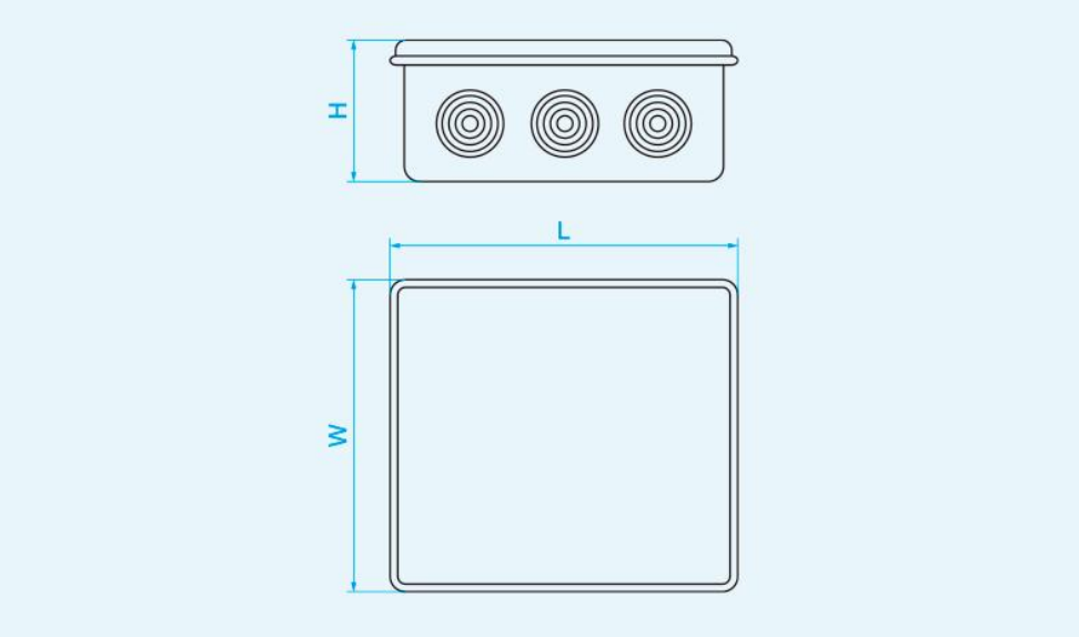 Waterproof Junction Box Series with PVC Entry Plugs dimension drawing