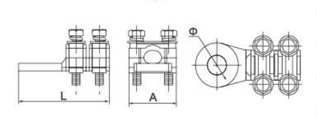 WCJC Series Wintersweet Type Brass Connecting Clamp dimension drawing