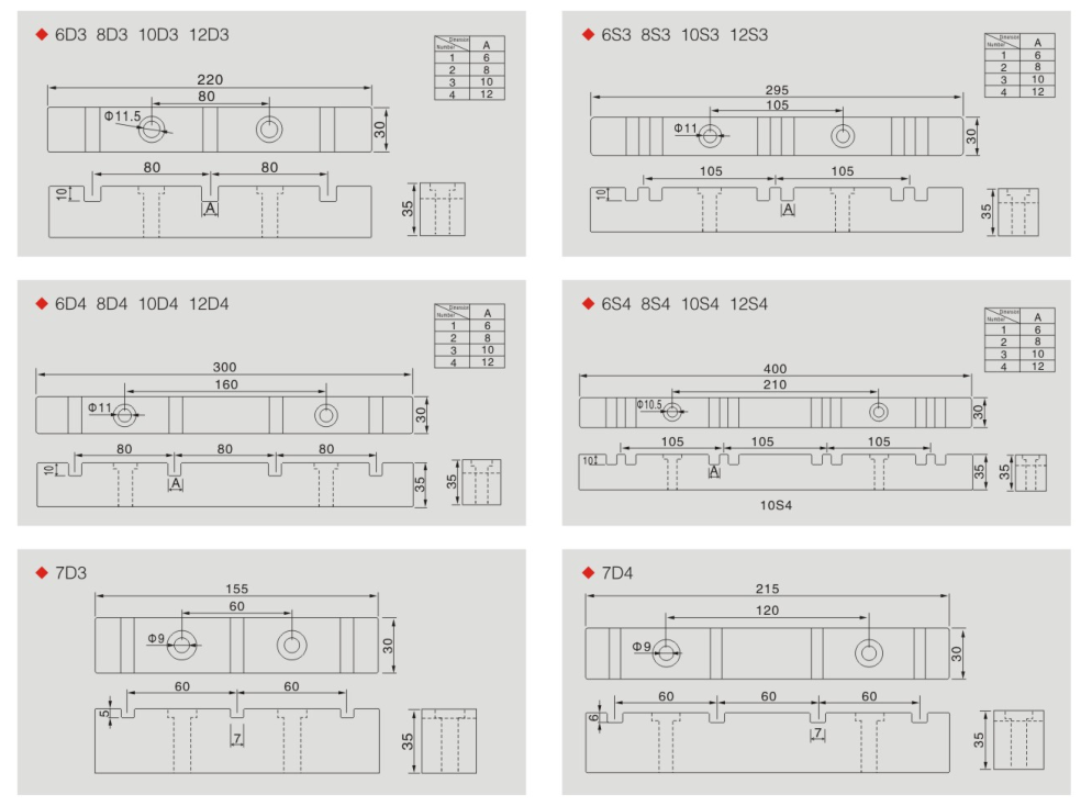 DL Series Busbar Clamps dimension drawing