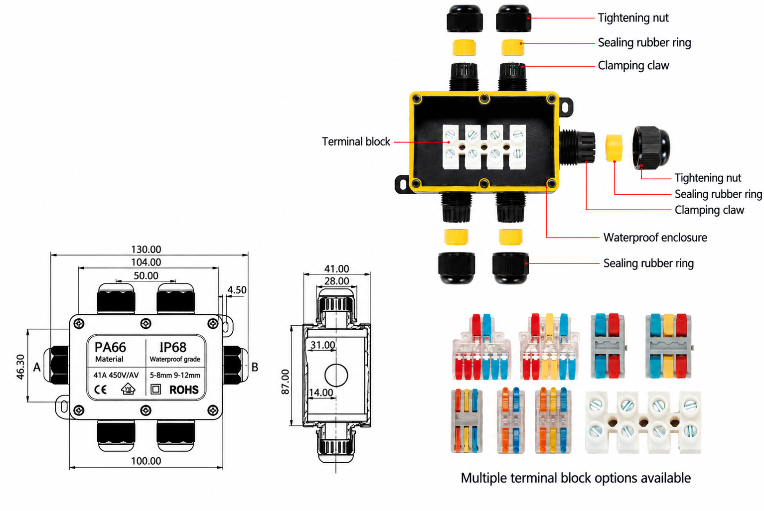 F3-5T Mini Waterproof Junction Box dimension drawing