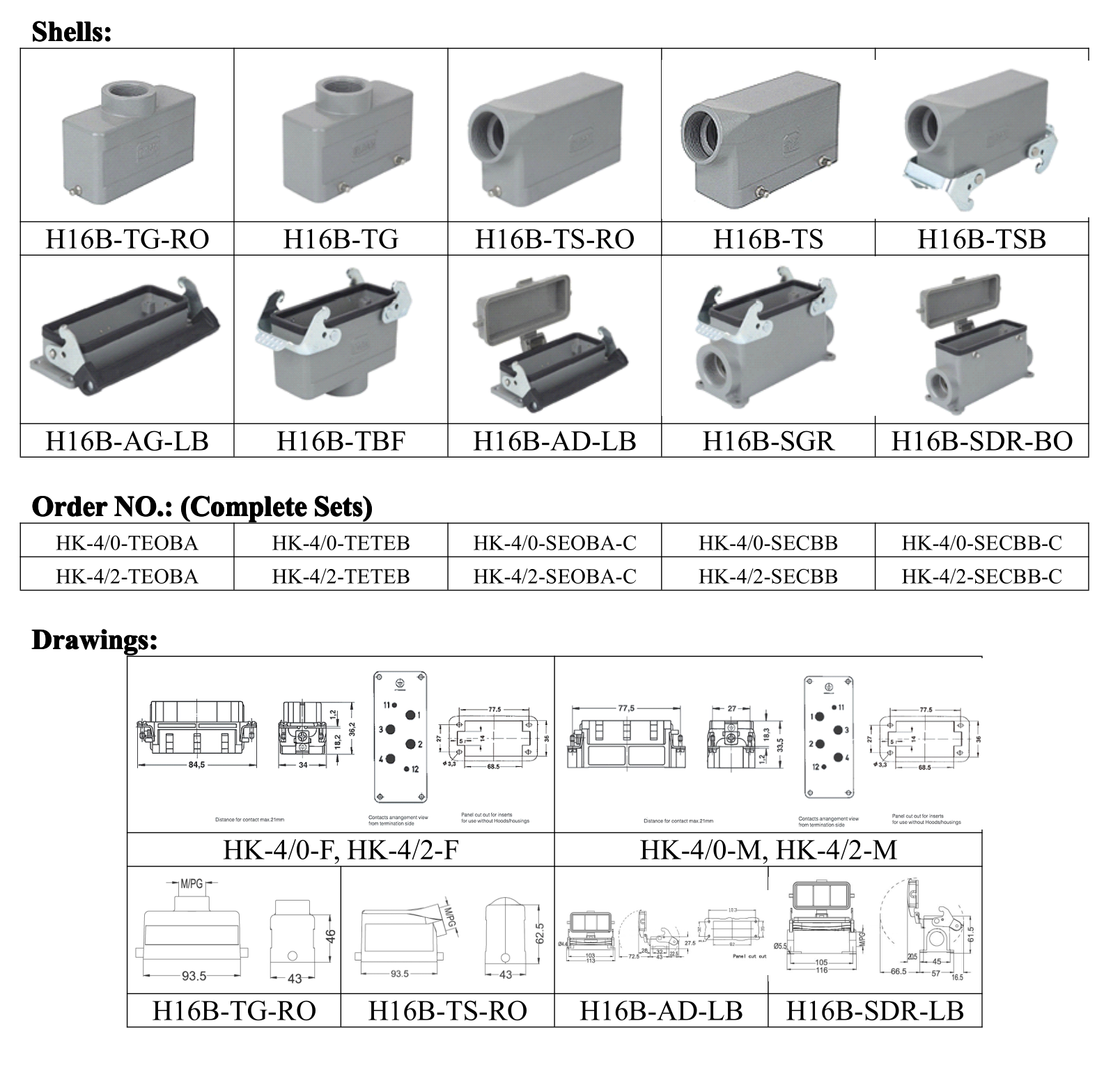 HK-4/0 Heavy Duty Connector dimension drawing