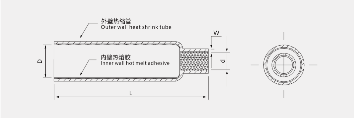 HSC-F 4:1 Dual-Wall Heat Shrink Waterproof End Cap dimension drawing