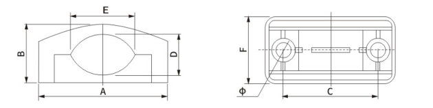 K Series Cable Clamps dimension drawing