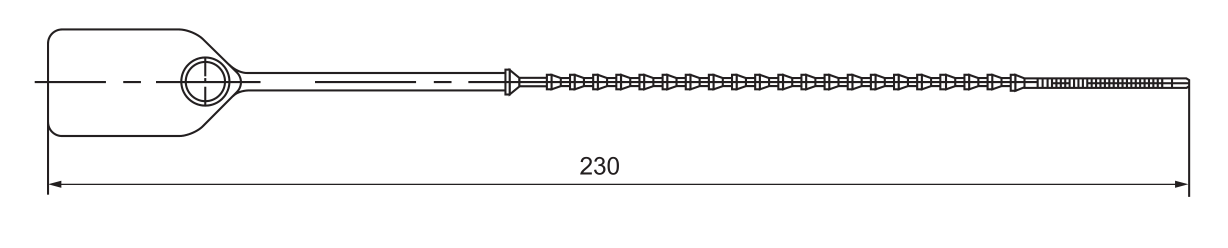 PSS-230 Plastic Security Seal dimension drawing