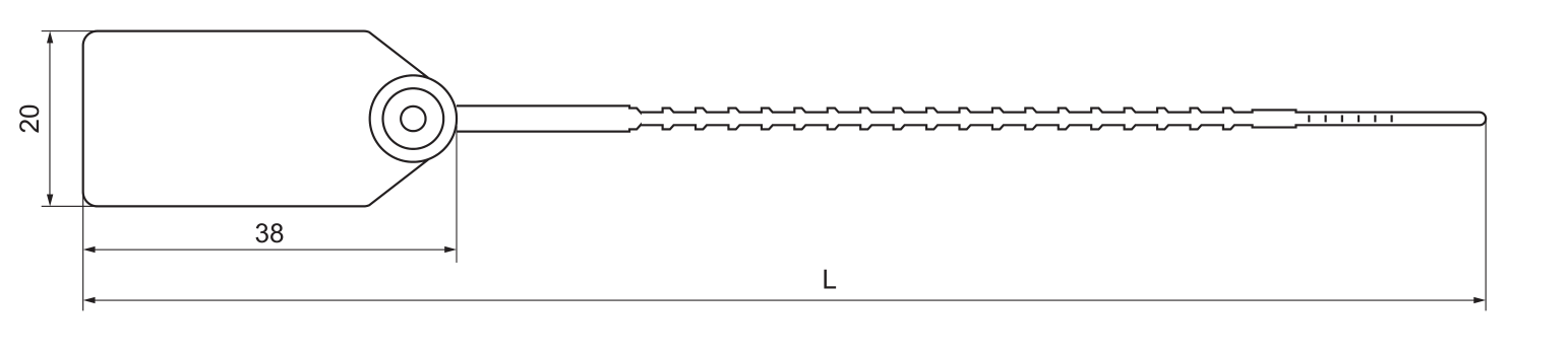 YC-230 Plastic Security Seal dimension drawing