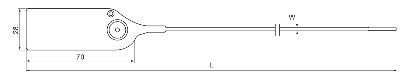 YC-353 Plastic Security Seal dimension drawing