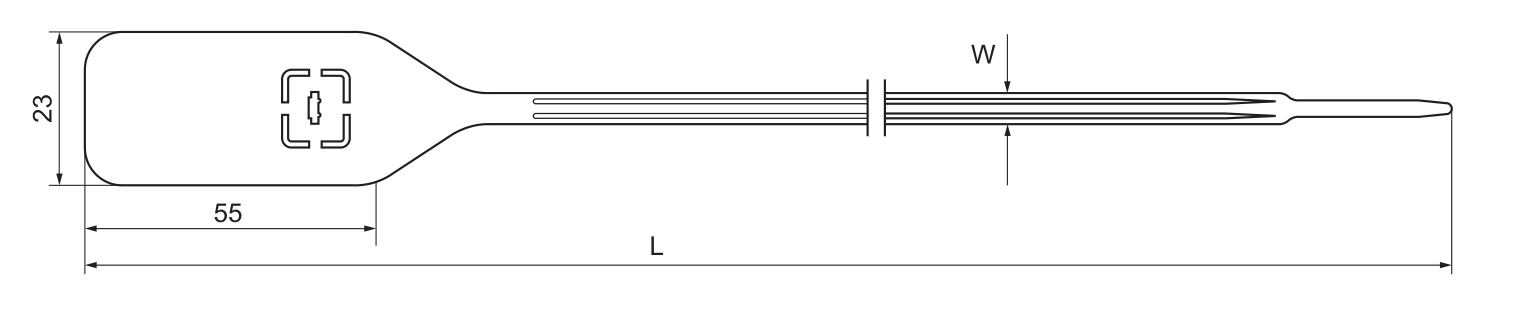 YC-387 Plastic Security Seal dimension drawing