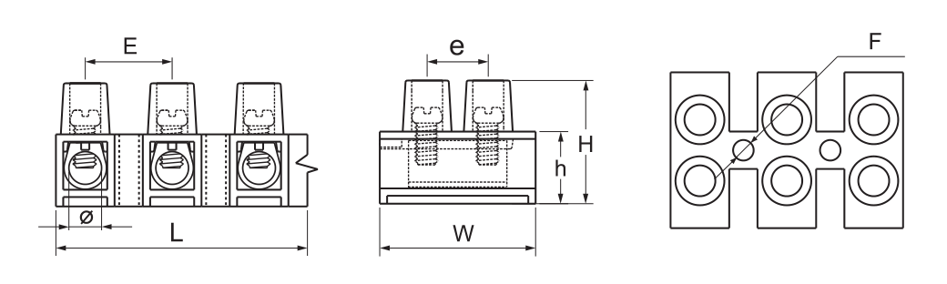 YC002 Wire Protection Terminal Blocks dimension drawing