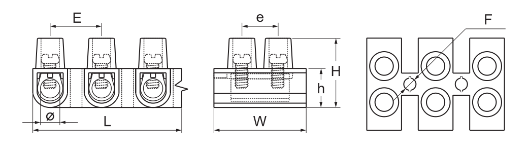 YC003 U(W) Type Terminal Blocks dimension drawing