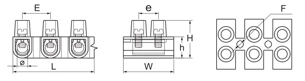 YC004 Extra Small U(W) Terminal Blocks dimension drawing