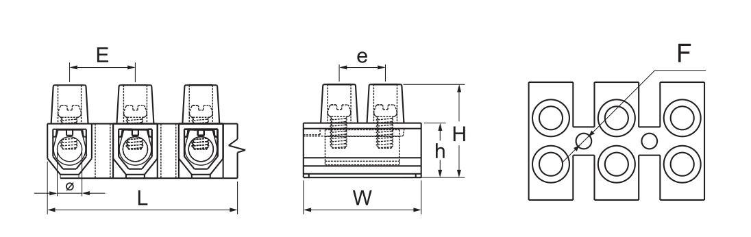 YC005 V(F) Type Terminal Blocks dimension drawing