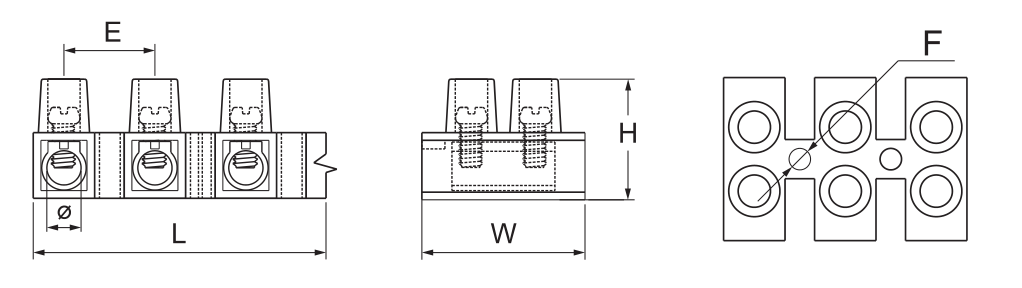 YC006 Flexible Terminal Blocks dimension drawing