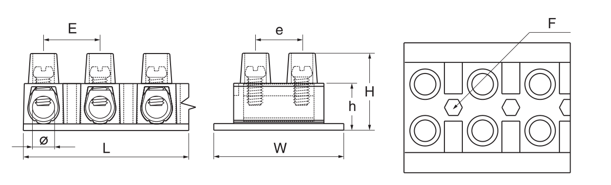 YC009 T Side Terminal Blocks dimension drawing