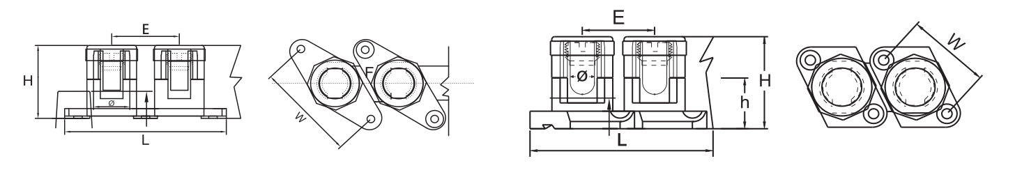 YC012 Unipolar Terminal Strips dimension drawing