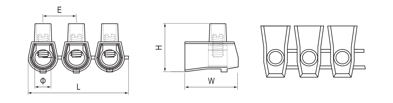 YC013 One-Side Entry Terminal Blocks dimension drawing