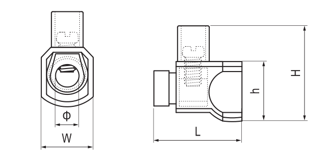 YC014 Single Screw Connectors dimension drawing