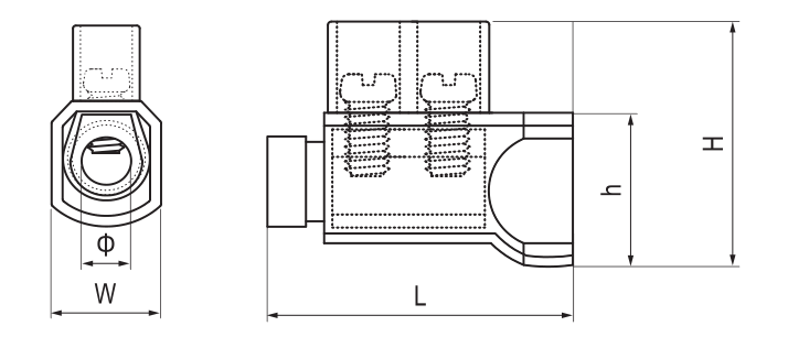 YC015 Double Screw Connectors dimension drawing