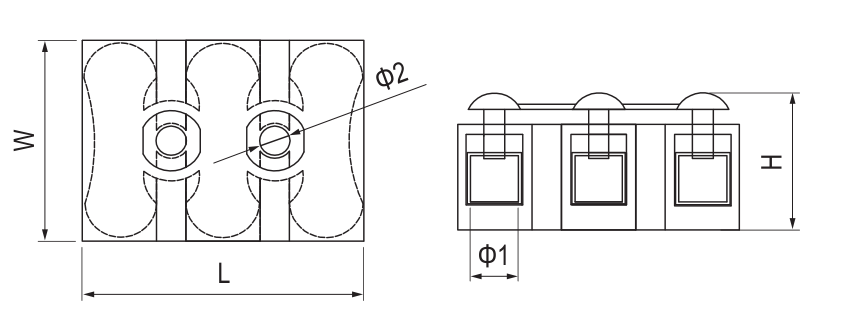 YC017 Push Open-Close Fast Connectors dimension drawing
