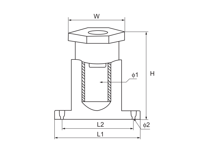 YC027 1×1 Junction Connectors dimension drawing