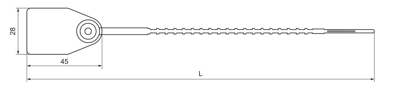 YOCL ELECTRIC YC-260 Plastic Security Seal dimension drawing