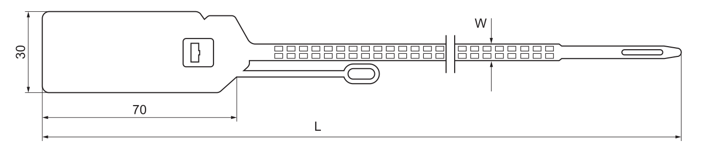 YOCL ELECTRIC YC-355 Plastic Security Seal dimension drawing