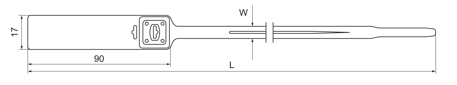 YOCL ELECTRIC YC-418 Plastic Security Seal dimension drawing